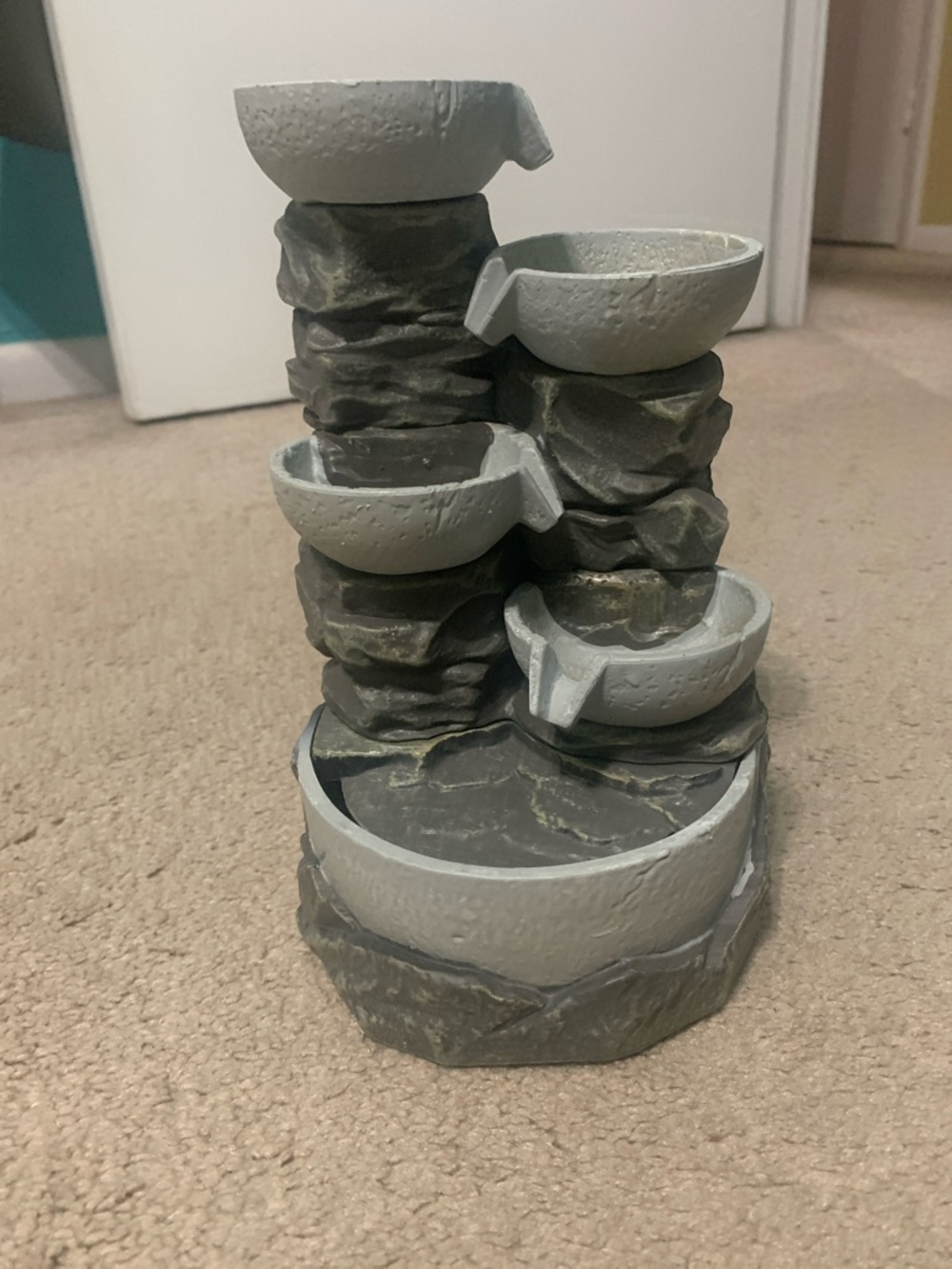 Gray Stacked Rock Waterfall Tabletop Fountain - Home Art